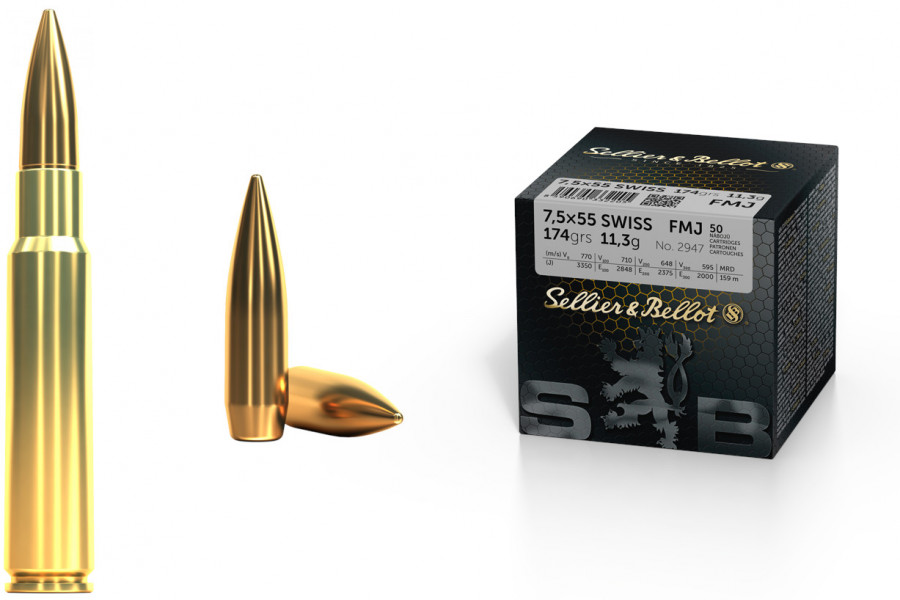 Büchsenpatronen Sellier & Bellot 7,5 x 55 Swiss FMJ