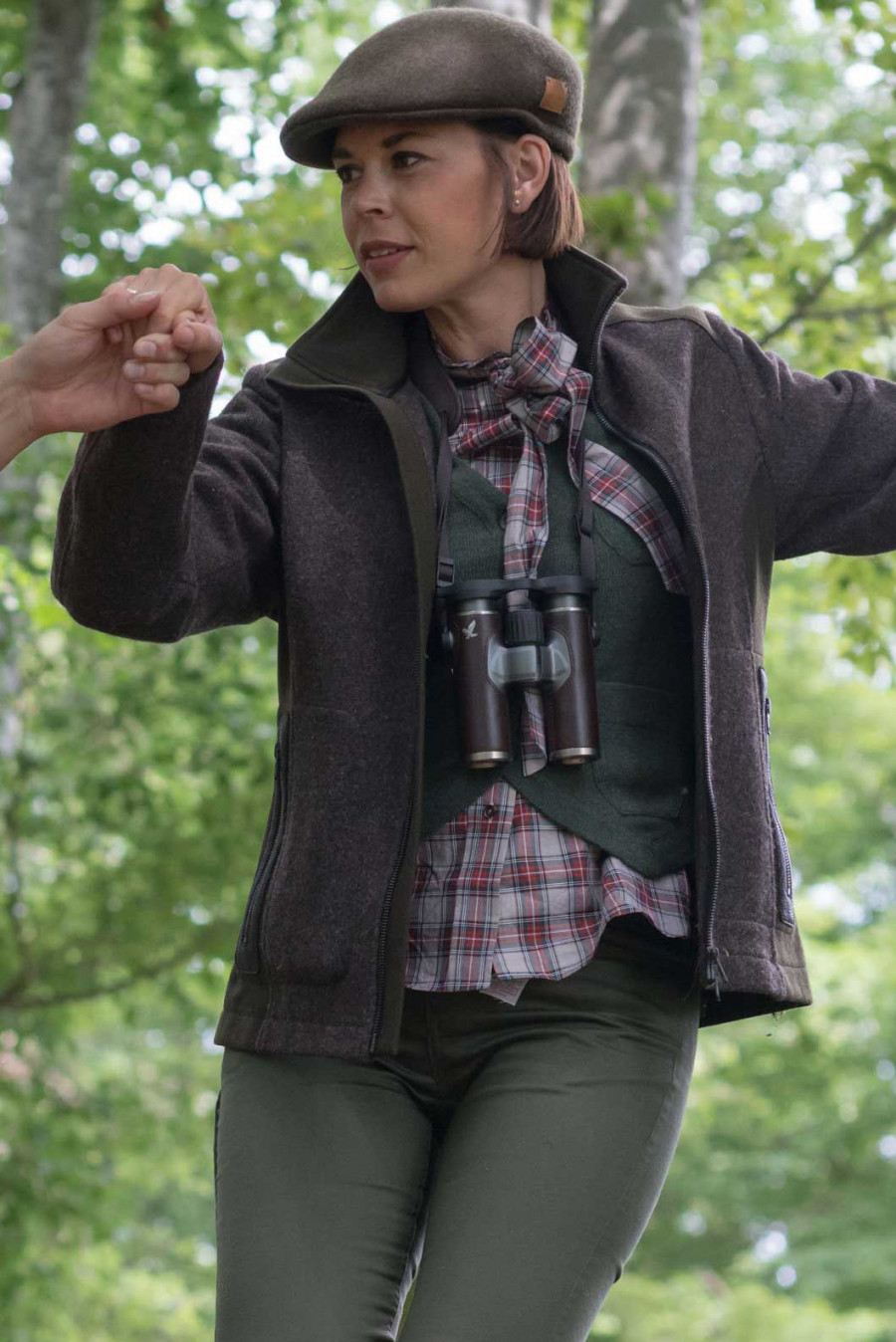 Franken & Cie Damen Bluse Tartan mit Schleife