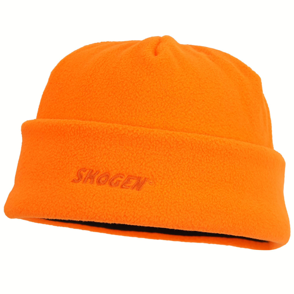 Skogen Fleece-Haube Orange mit Rollrand One Size