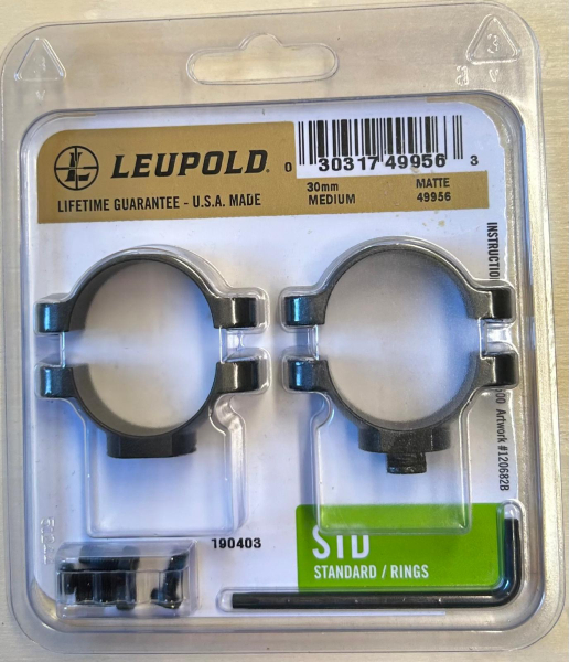 Leupold STD Montageringe 30mm, Medium, Matt